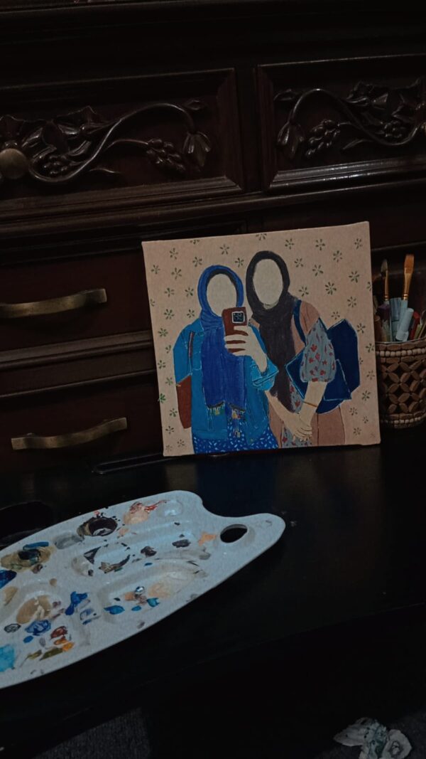 Custom Handmade Faceless Portrait on Canvas – Acrylic Painting - Image 2